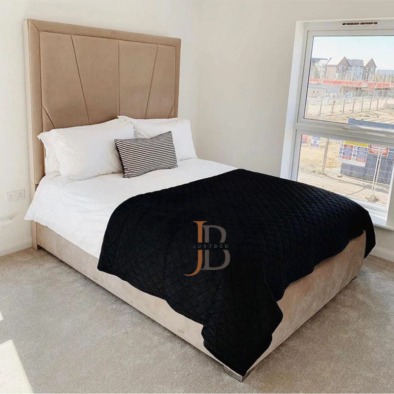Lyon upholstered bed with tall headboard